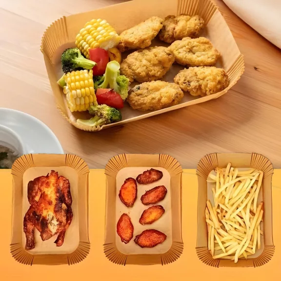 Air fryer sütőpapír - olaj nélküli sütőhöz - téglalap - 14 x 22 cm - 50 db / csomag Air fryer sütőpapír - olaj nélküli sütőhöz - téglalap - 14 x 22 cm - 50 db / csomag