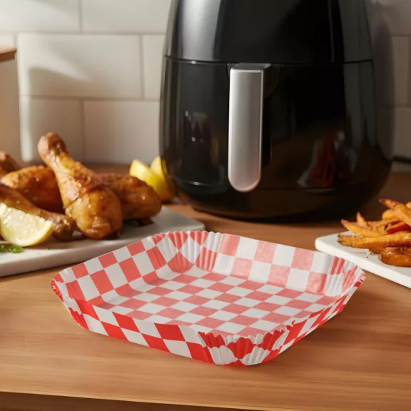Air fryer sütőpapír - olaj nélküli sütőhöz - kockás, négyzet - 20 cm - 50 db / csomag Air fryer sütőpapír - olaj nélküli sütőhöz - kockás, négyzet - 20 cm - 50 db / csomag