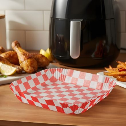 Air fryer sütőpapír - olaj nélküli sütőhöz - kockás, négyzet - 23 cm - 50 db / csomag