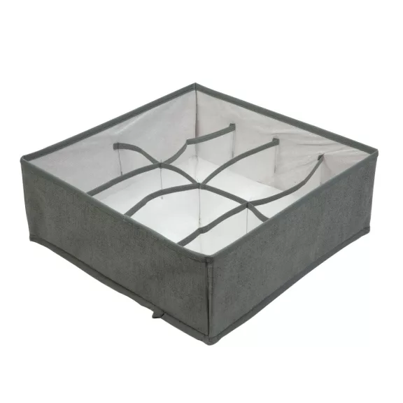 Szövet tárolódoboz - 32 x 32 x 12 cm - 8 zseb - szürke Szövet tárolódoboz - 32 x 32 x 12 cm - 8 zseb - szürke
