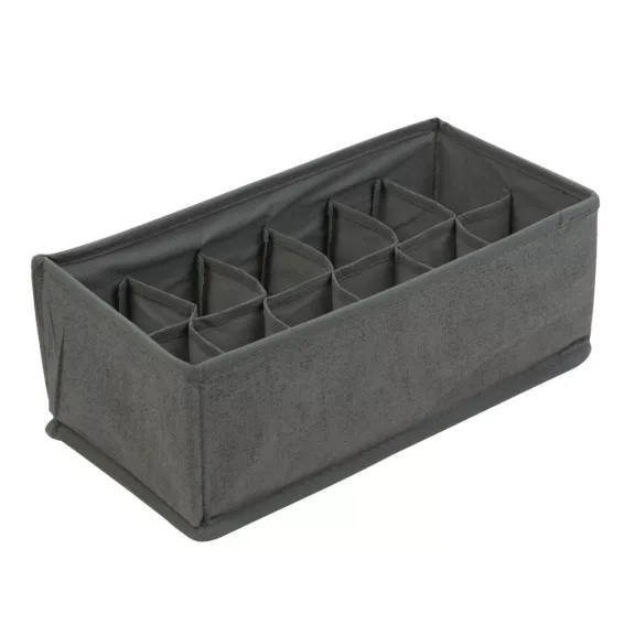 Szövet tárolódoboz - 32 x 16 x 11 cm - 12 zseb - szürke Szövet tárolódoboz - 32 x 16 x 11 cm - 12 zseb - szürke