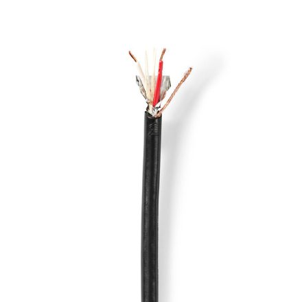 Mikrofon kábel | 2x 0.35 mm² | Réz | 100.0 m | Kerek | PVC | Fekete | Tekercsben