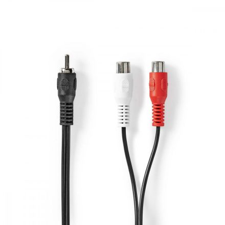 Mélynyomó kábel | RCA Dugasz | 2x RCA Aljzat | Nikkelezett | 0.20 m | Kerek | 5.0 x 2.5 mm | Fekete | Buborékfólia