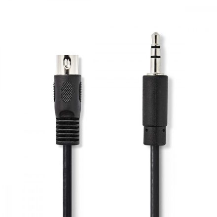 DIN audio kábel | DIN 5 Tűs Dugasz | 3.5 mm Dugasz | Nikkelezett | 2.00 m | Kerek | PVC | Fekete | Boríték