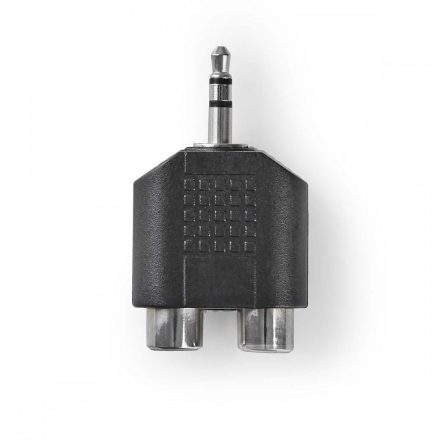 Sztereó audio adapter | 3.5 mm Dugasz | 2x RCA Aljzat | Nikkelezett | Egyenes | ABS | Fekete | 10 db | Műanyag Zacskó