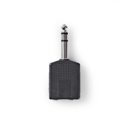 Sztereó audio adapter | 6.35 mm Dugasz | 2x 6.35 mm Aljzat | Nikkelezett | Egyenes | ABS | Fekete | 10 db | Műanyag Zacskó
