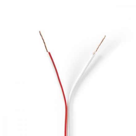 Hangszóró kábel | 2x 0.35 mm² | CCA | 100.0 m | Kerek | PVC | Fehér | Zsugor csomagolás