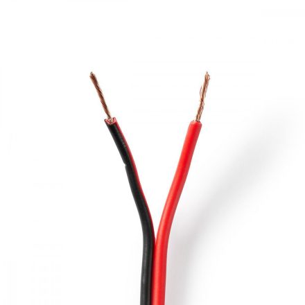 Hangszóró kábel | 2x 0.75 mm² | CCA | 100.0 m | Kerek | PVC | Fekete / Piros | Zsugor csomagolás