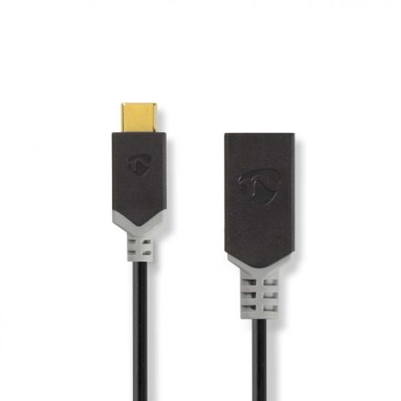 USB-C™ Adapter | USB 3.2 Gen 1 | USB-C™ Dugasz | USB-A Aljzat | 5 Gbps | 0.15 m | Kerek | Nikkelezett | PVC | Antracit | Doboz