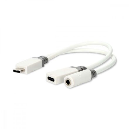 USB-C™ Adapter | USB 2.0 | USB-C™ Dugasz | USB-C™ Aljzat / 3.5 mm Aljzat | 0.10 m | Kerek | Aranyozott | PVC | Fehér | Doboz