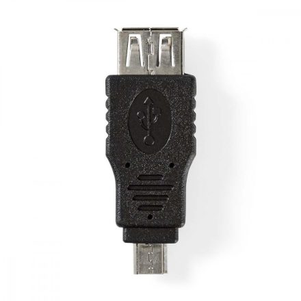 USB Mikro-B Adapter | USB 2.0 | USB Micro-B Dugasz | USB-A Aljzat | 480 Mbps | Nikkelezett | PVC | Fekete | Buborékfólia