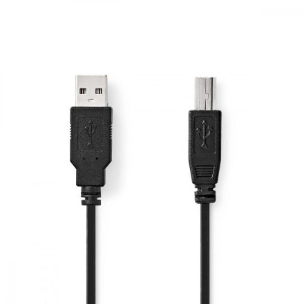 USB kábel | USB 2.0 | USB-A Dugasz | USB-B Dugasz | 10 W | 480 Mbps | Nikkelezett | 0.50 m | Kerek | PVC | Fekete | Label
