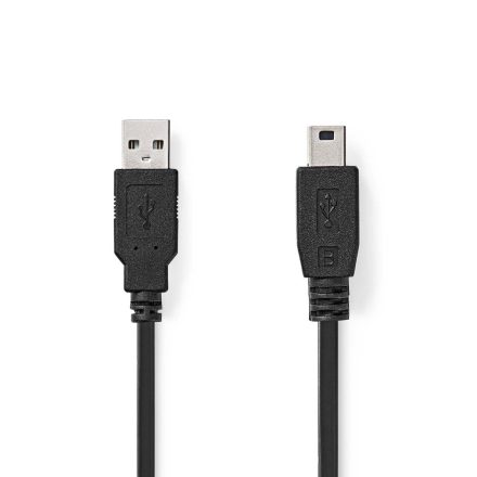 USB kábel | USB 2.0 | USB-A Dugasz | USB Mini-B 5 Érintkezős Dugasz | 480 Mbps | Nikkelezett | 3.00 m | Kerek | PVC | Fekete | Label