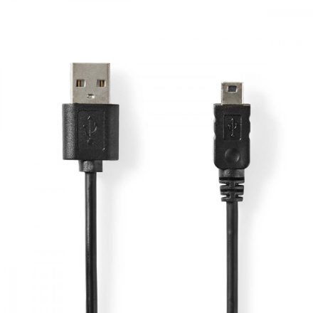 USB kábel | USB 2.0 | USB-A Dugasz | Mini 5-Pin Dugasz | 480 Mbps | Nikkelezett | 2.00 m | Kerek | PVC | Fekete | Label