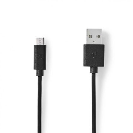 USB kábel | USB 2.0 | USB-A Dugasz | USB Micro-B Dugasz | 10 W | 480 Mbps | Nikkelezett | 3.00 m | Kerek | PVC | Fekete | Label