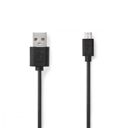 USB kábel | USB 2.0 | USB-A Dugasz | USB Micro-B Dugasz | 7.5 W | 480 Mbps | Nikkelezett | 1.00 m | Kerek | PVC | Fekete | Label