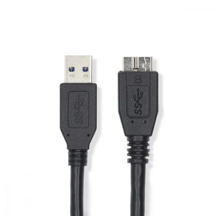 USB kábel | USB 3.2 Gen 1 | USB-A Dugasz | USB Micro-B Dugasz | 5 Gbps | Nikkelezett | 0.50 m | Kerek | PVC | Fekete | Label