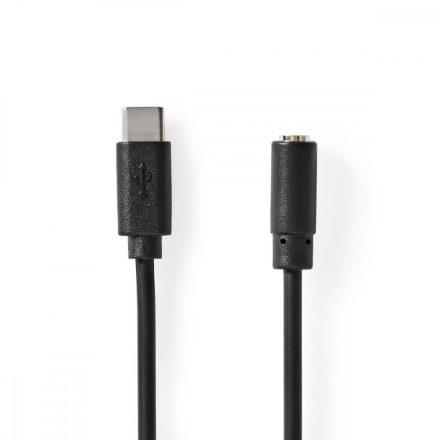 USB-C™ Adapter | USB 2.0 | USB-C™ Dugasz | 3.5 mm Aljzat | 1.00 m | Kerek | Nikkelezett | PVC | Fekete | Label
