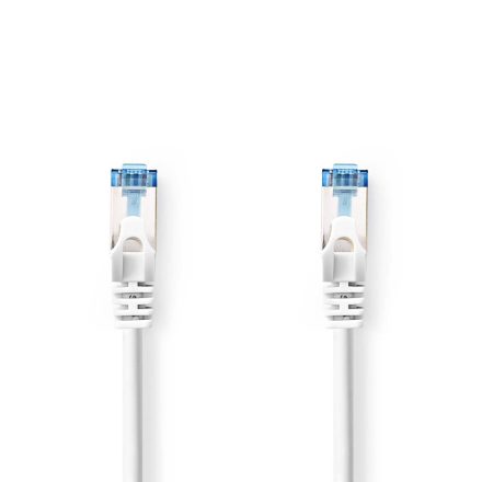 CAT6a hálózati kábel | S/FTP | RJ45 Dugasz | RJ45 Dugasz | 1.00 m | Snagless | Kerek | LSZH | Fehér | Label