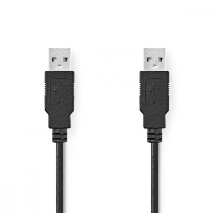USB kábel | USB 2.0 | USB-A Dugasz | USB-A Dugasz | 480 Mbps | Nikkelezett | 2.00 m | Kerek | PVC | Fekete | Boríték