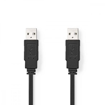 USB kábel | USB 2.0 | USB-A Dugasz | USB-A Dugasz | 480 Mbps | Nikkelezett | 1.00 m | Lapos | PVC | Fekete | Műanyag Zacskó
