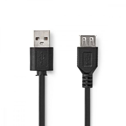 USB kábel | USB 2.0 | USB-A Dugasz | USB-A Aljzat | 480 Mbps | Nikkelezett | 0.20 m | Kerek | PVC | Fekete | Boríték
