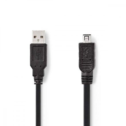 USB kábel | USB 2.0 | USB-A Dugasz | Mini 4-Pin Dugasz | 480 Mbps | Nikkelezett | 2.00 m | Kerek | PVC | Fekete | Műanyag Zacskó