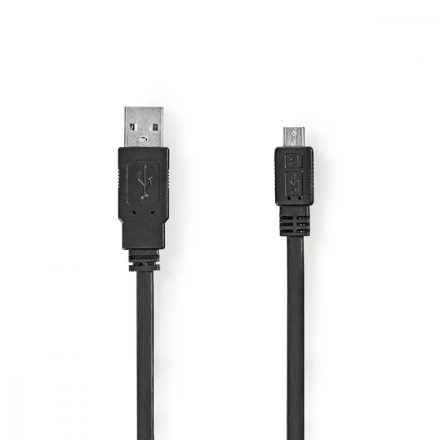 USB kábel | USB 2.0 | USB-A Dugasz | USB Micro-B Dugasz | 480 Mbps | Nikkelezett | 1.00 m | Lapos | PVC | Fekete | Műanyag Zacskó