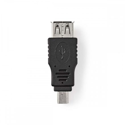 USB Mikro-B Adapter | USB 2.0 | Mini 5-Pin Dugasz | USB-A Aljzat | 480 Mbps | Nikkelezett | PVC | Fekete | Műanyag Zacskó