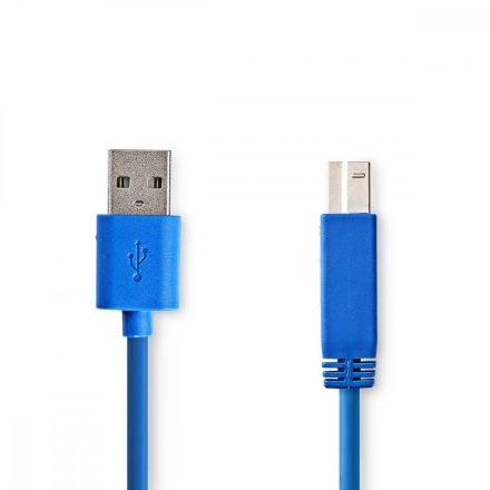 USB kábel | USB 3.2 Gen 1 | USB-A Dugasz | USB-B Dugasz | 5 Gbps | Nikkelezett | 2.00 m | Kerek | PVC | Kék | Boríték