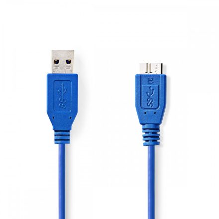 USB kábel | USB 3.2 Gen 1 | USB-A Dugasz | USB Micro-B Dugasz | 5 Gbps | Nikkelezett | 0.50 m | Kerek | PVC | Kék | Boríték
