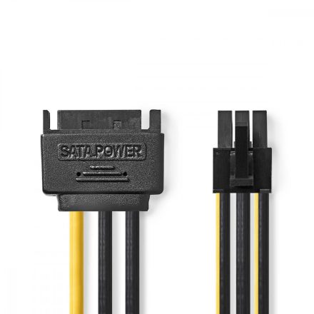Belső hálózati kábel | SATA 15-Tűs Dugasz | PCI Express Aljzat | Aranyozott | 0.20 m | Kerek | PVC | Fekete / Sárga | Műanyag Zacskó