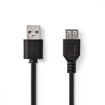 USB kábel | USB 2.0 | USB-A Dugasz | USB-A Aljzat | 480 Mbps | Nikkelezett | 2.00 m | Kerek | PVC | Fekete | Papírfüles