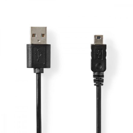 USB kábel | USB 2.0 | USB-A Dugasz | USB Mini-B 5 Érintkezős Dugasz | 480 Mbps | Nikkelezett | 2.00 m | Kerek | PVC | Fekete | Papírfüles