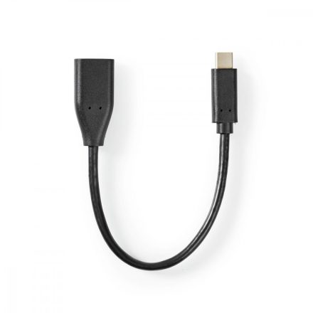 USB-C™ Adapter | USB 3.2 Gen 1 | USB-C™ Dugasz | USB-A Aljzat | 5 Gbps | OTG | 0.20 m | Kerek | Nikkelezett | PVC | Fekete | Papírfüles