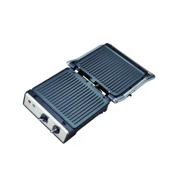   HAUSER CG-420 kontakt grill, 2000 W, tapadásmentes lapok, kivehető sütőlapok, szabályozható hőmérséklet, fekete/inox színű