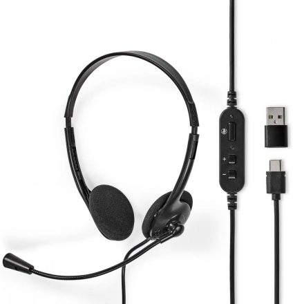 PC headset | Fülre Illeszkedő | Stereo | USB Type-A / USB Type-C™ | Felhajtható Mikrofon | Fekete