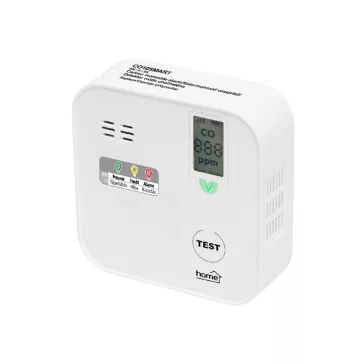   Home CO10SMART szén-monoxid vészjelző, Tuya kompatibilis, Wi-Fi kapcsolat , LCD kijelző, elemes, 5 év elem élettartam, 10 év érzékelő élettartam