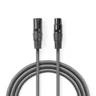 Nedis COTH15012GY30 DMX adapter kábel, XLR 3 tűs dugó, XLR 3 tűs anya, Nikkelezett, 3 m, kerek, PVC, Sötétszürke