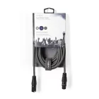 Nedis COTH15012GY50 DMX adapter kábel, XLR 3 tűs dugó, XLR 3 tűs anya, Nikkelezett, 5 m, kerek, PVC, Sötétszürke