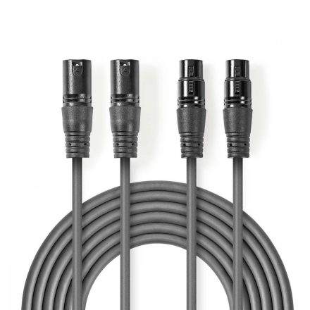 Szimmetrikus Audió Kábel | 2x XLR 3-tűs Dugasz | 2x XLR 3-Pin Aljzat | Nikkelezett | 0.50 m | Kerek | PVC | Sötét Szürke | Kartondoboz
