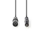 Nedis félprofi audió kábel COTH15300GY30, 3,5mm szteró jack dugó - 3p XLR dugó, hossz 3m, rugalmas