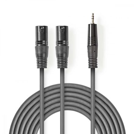 Szimmetrikus Audió Kábel | 2x XLR 3-tűs Dugasz | 3.5 mm Dugasz | Nikkelezett | 3.00 m | Kerek | PVC | Sötét Szürke | Kartondoboz