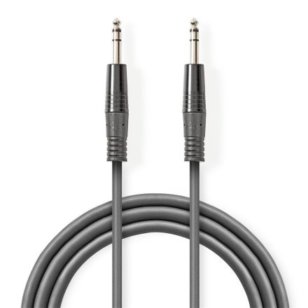 Nedis félprofi audió kábel COTH23020GY15, 2 x 6,35mm sztereó jack dugó, hossz 1.5m, rugalmas