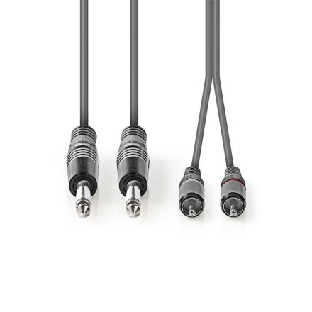 Nedis félprofi audió kábel COTH23320GY15, 2 x 6,35mm monó jack dugó - 2 X RCA dugó, hossz 1.5m, rugalmas