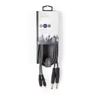 Nedis félprofi audió kábel COTH23320GY30, 2 x 6,35mm monó jack dugó - 2 X RCA dugó, hossz 3m, rugalmas