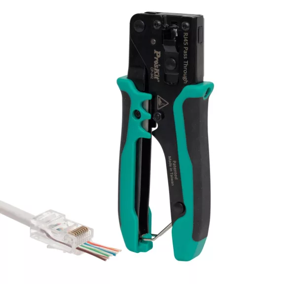 Pro'skit CP-342 UTP-RJ45-8P8C gyorskrimpelő fogó, nyitott végű dugókhoz, biztonsági zár, gyors Pro'skit CP-342 UTP-RJ45-8P8C gyorskrimpelő fogó, nyitott végű dugókhoz, biztonsági zár, gyors