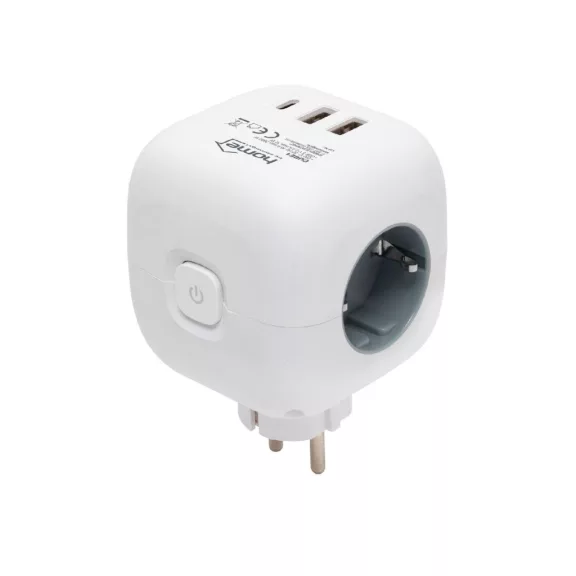 Home CUBE1 kocka elosztó USB töltővel, 3 aljzat gyermekvédelemmel, 1db USB C, 2db USB A, max. 3680 W Home CUBE1 kocka elosztó USB töltővel, 3 aljzat gyermekvédelemmel, 1db USB C, 2db USB A, max. 3680 W