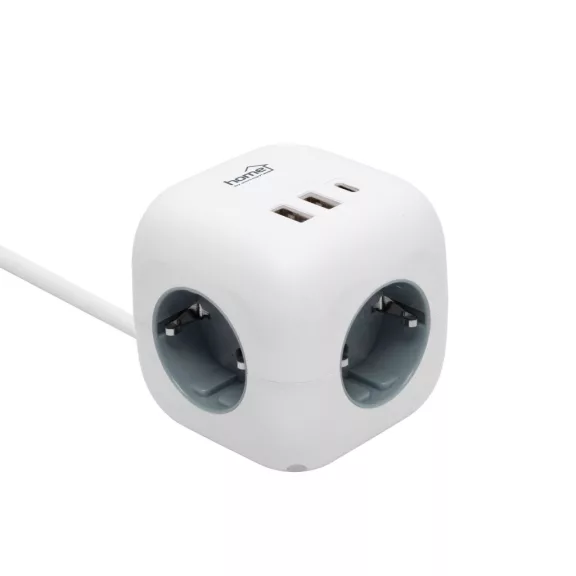 Home CUBE2 kocka elosztó, max. 3680 W, USB töltő, 3 aljzat gyermekvédelemmel, 1,5 m hosszú vezeték Home CUBE2 kocka elosztó, max. 3680 W, USB töltő, 3 aljzat gyermekvédelemmel, 1,5 m hosszú vezeték