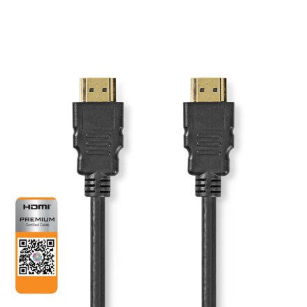 Premium Nagysebességű HDMI ™ kábel Ethernet | HDMI™ Csatlakozó | HDMI™ Csatlakozó | 4K@60Hz | 18 Gbps | 1.50 m | Kerek | PVC | Fekete | Label